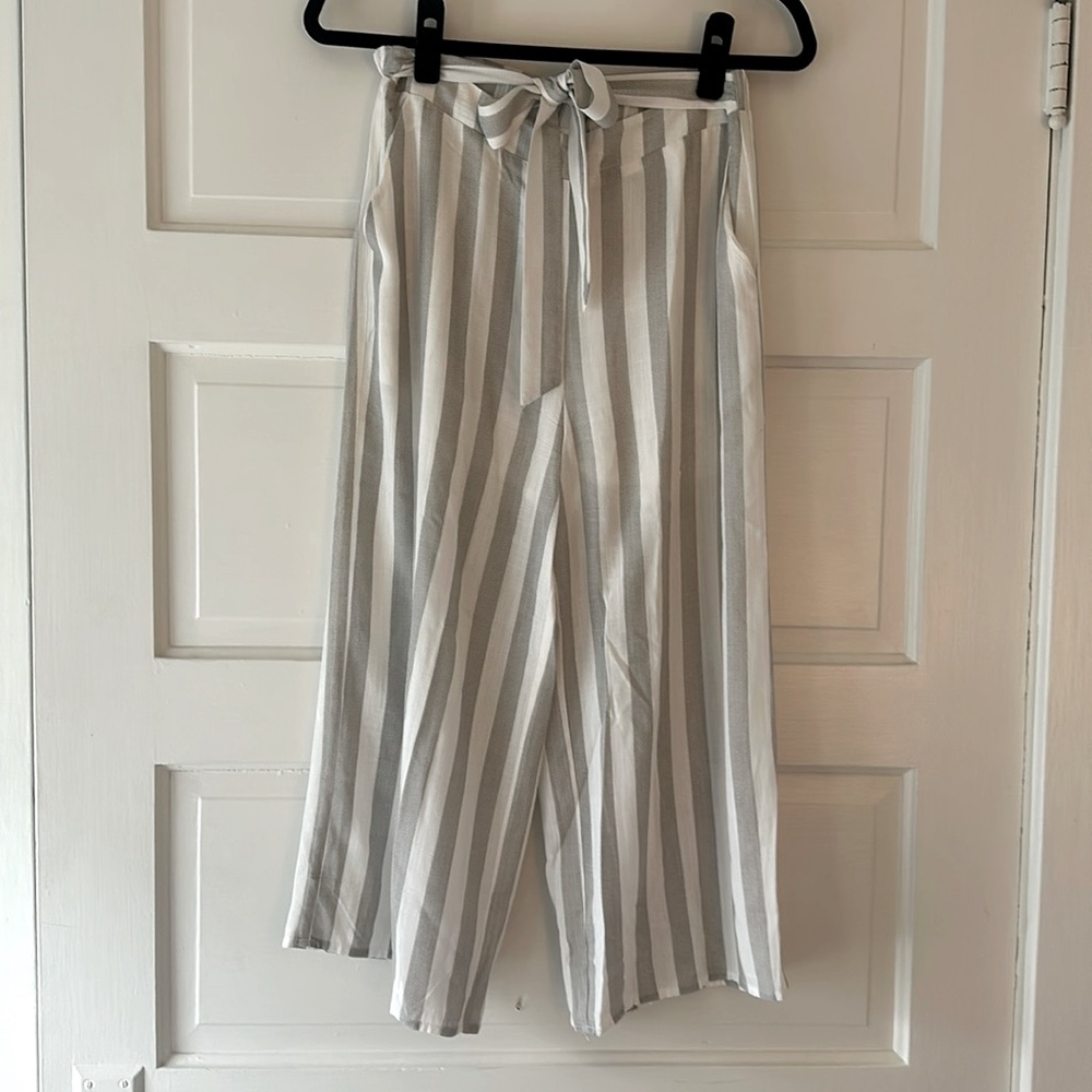 Lumiere Striped Tie-Waist Capris